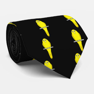 Corbata Pájaro amarillo. Canario. En negro