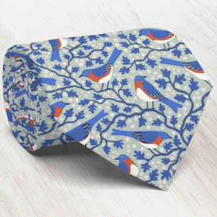 Corbata Pájaro azul y arte y manualidades de flores silves