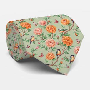 Corbata Pájaro Cantor Floral Botánico - Floraciones Naranj