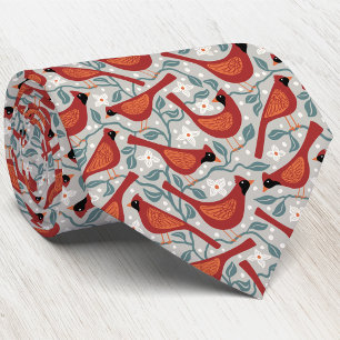 Corbata Pájaro Cardinal Flor de Cornejo Americano Impresió