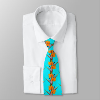 Corbata Pájaro de las flores paraísas patrón Aqua