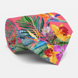 Corbata Pájaro Tropical De Paraíso Y Jardín De Primavera O