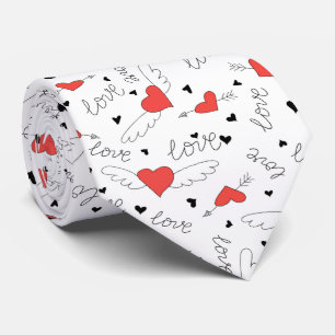 Corbata Pájaros de amor de San Valentín patrón de corazón