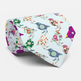 Corbata Pájaros multicolores en el traje azul claro de los