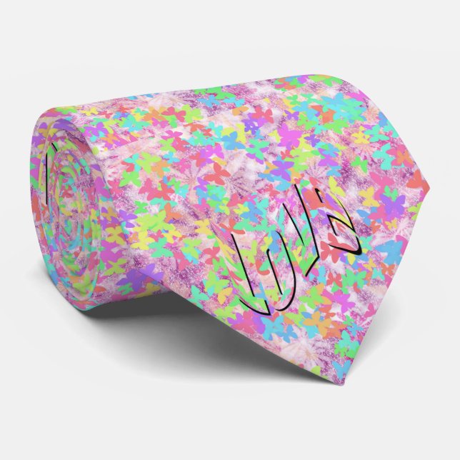Corbata Palabra de amor sobre las mariposas Pastel, el laz (Enrollado)