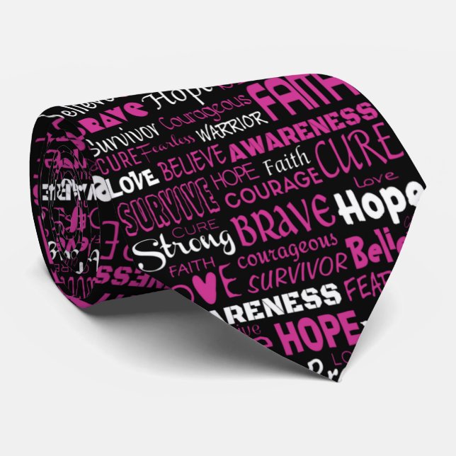 Corbata Palabras de sensibilización... Cáncer de mama (Enrollado)