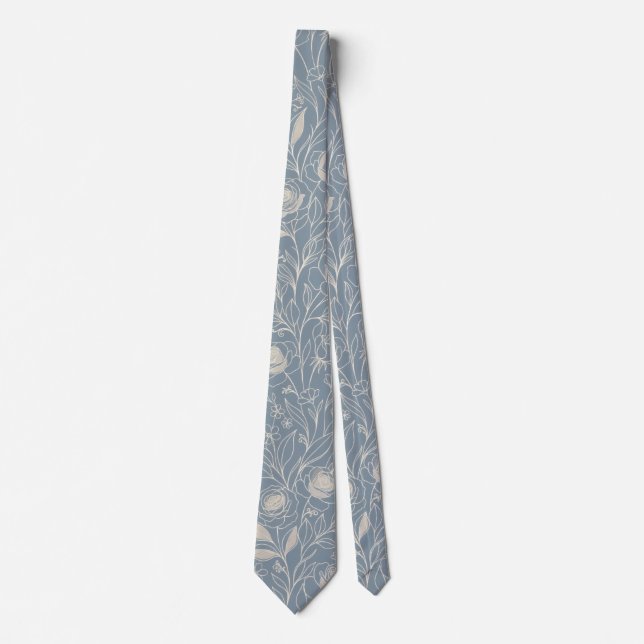 Corbata Pale Blue Floral Botánico  (Anverso)