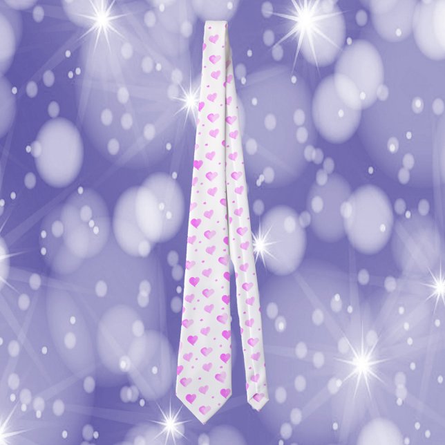 Corbata Paleta acuarela rosa Hearts and Dots (A tie with a pink watercolor heart pattern)