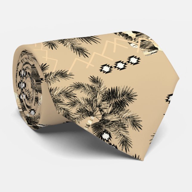 Corbata Palm Hawai azul cielo de sol negro (Enrollado)