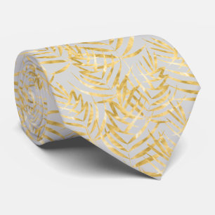 Corbata Palm Tree de oro Fronds Gris tropical