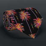 Corbata Palm y puntos tropicales dibujados en negro<br><div class="desc">Un moderno patrón de collage de puntos y palmeras retro traviesas con colores de neón - rosa caliente, amarillo, naranja, azul y verde sobre un fondo negro, esta corbata de cuello de los hombres es fresca para la oficina, una noche en la ciudad, empate para un boda, tu propia ceremonia...</div>