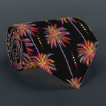 Corbata Palm y puntos tropicales dibujados en negro<br><div class="desc">Un moderno patrón de collage de puntos y palmeras retro traviesas con colores de neón - rosa caliente, amarillo, naranja, azul y verde sobre un fondo negro, esta corbata de cuello de los hombres es fresca para la oficina, una noche en la ciudad, empate para un boda, tu propia ceremonia...</div>