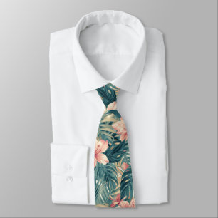 Corbata Palmas tropicales hawaianas patrón floral de veran