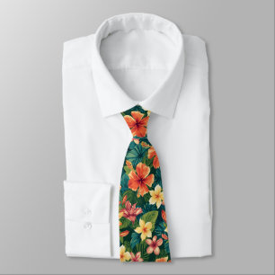 Corbata Palmas tropicales hawaianas patrón floral de veran