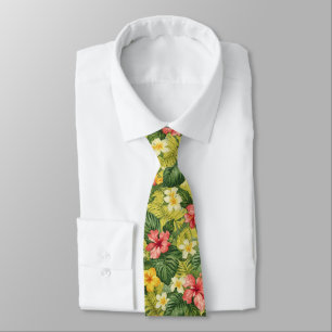Corbata Palmas tropicales hawaianas patrón floral de veran