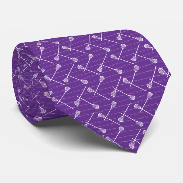 Corbata Palo de palo blanco de lacrosse morado (Enrollado)