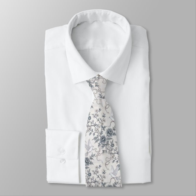 Corbata Palomas con Cintas y Peonías (Atado)