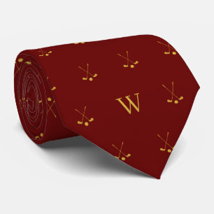 Corbata Palos de Golf Dorados Monogramas Iniciales Palo de
