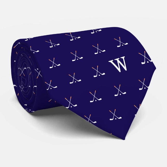 Corbata Palos de Golf Monogramados Azul Oscuro (Enrollado)