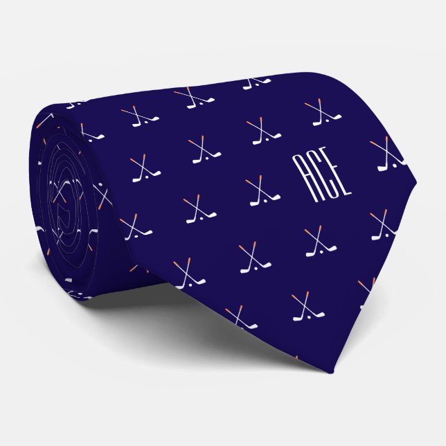 Corbata Palos de Golf Monogramados Azul Oscuro (Enrollado)