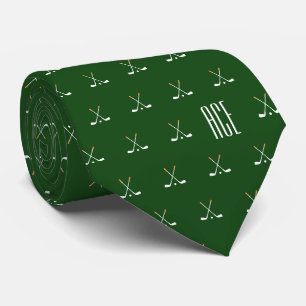 Corbata Palos de Golf Monogramados Verde Oscuro