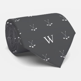 Corbata Palos de Golf Monogramas Iniciales Gris Vampiro