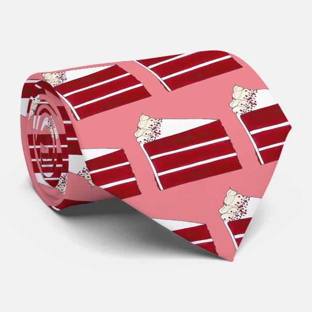 Corbata Panadería de pastelitos de capa de terciopelo rojo (Enrollado)