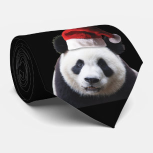 Corbata Panda Bear con Santa Hat