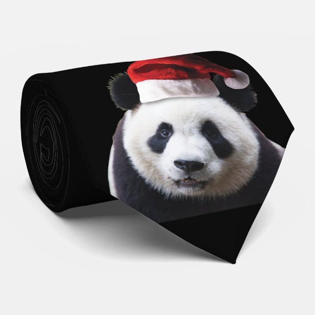 Corbata Panda Bear con Santa Hat (Enrollado)