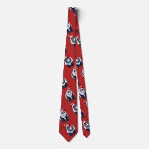 Corbata Panda Con Navidades En Rojo