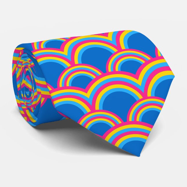 Corbata Pansexuality pride flag / blue rainbow pattern (Enrollado)