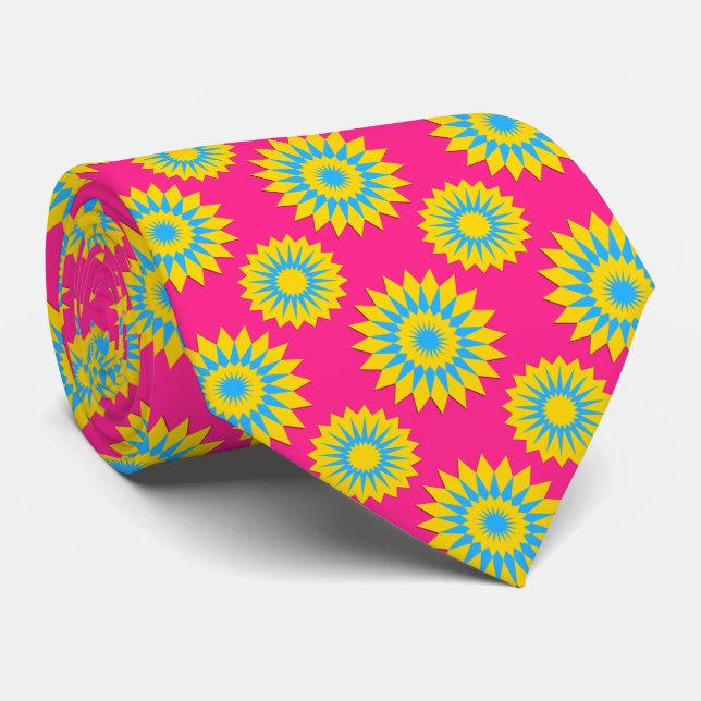 Corbata Pansexuality pride flag / pink flower pattern (Enrollado)