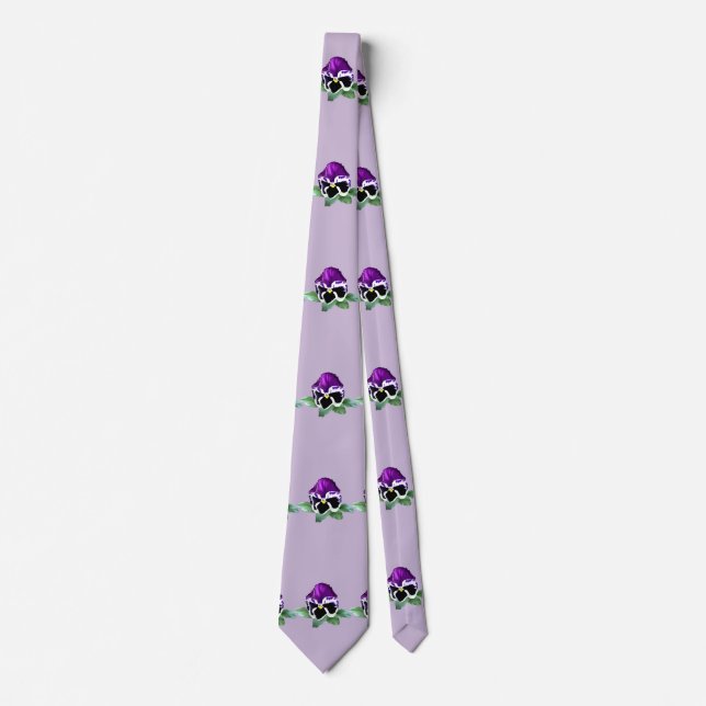 Corbata Pansia morada y blanca (Anverso)
