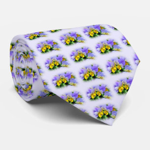 Corbata Pansias amarillas y moradas