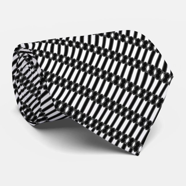 Corbata Pap | Cadena Negra y Blanca a Rayas (Enrollado)