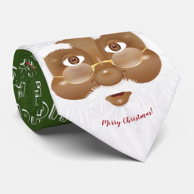 Corbata Papá Noel afroamericano Navidad Vacaciones (Enrollado)