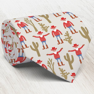 Corbata Papá Noel divertido vaquero Navidad occidental