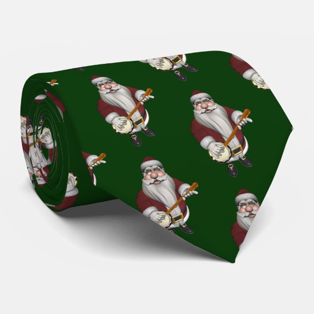 Corbata Papá Noel Musical Ama Tocar el Banjo (Enrollado)