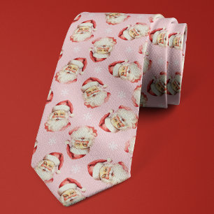 Corbata Papá Noel Rosa Copo de Nieve Navidad Fiesta