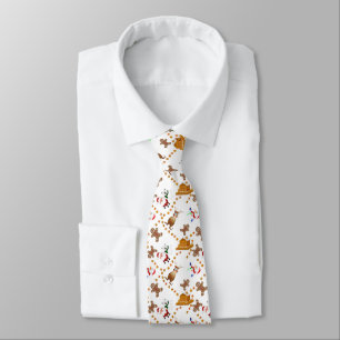 Corbata Papá Noel y muñecos de nieve de jengibre Navidad