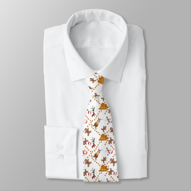 Corbata Papá Noel y muñecos de nieve de jengibre Navidad (Atado)