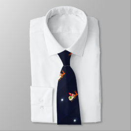 Corbata Papá Noel y Rudolph en un viaje de prueba