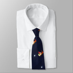 Corbata Papá Noel y Rudolph en un viaje de prueba