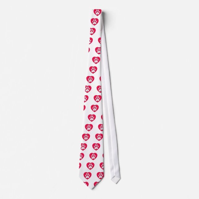 Corbata Papel dálmata impreso en el corazón rojo (Anverso)