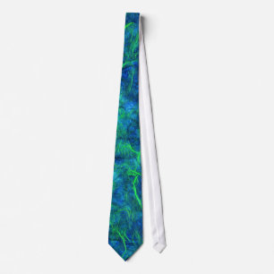 Corbata Papel de arroz verde verde azul neón psicodélico j
