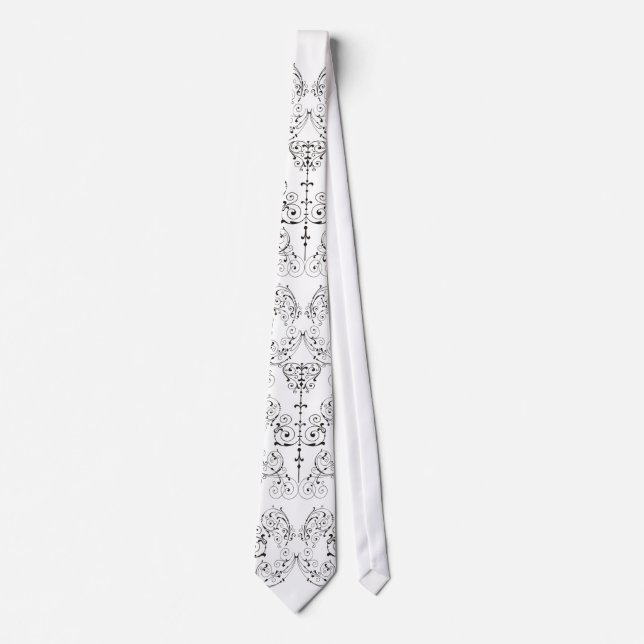 Corbata Papel de escritorio de Damascos de época - negro + (Anverso)