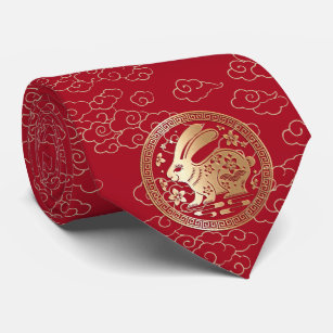 Corbata Papel de oro rojo del Conejo de Año Nuevo Chino 20