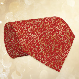 Corbata Papel picado rojo y dorado Año Nuevo Chino