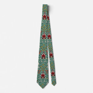 Corbata Papel pintado floral verde bosque de William Morri