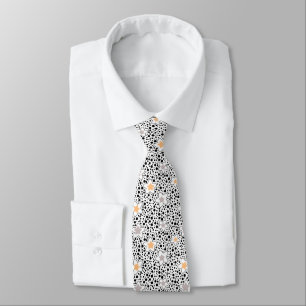 Corbata Paquetes de polka negros y blancos retro con estre
